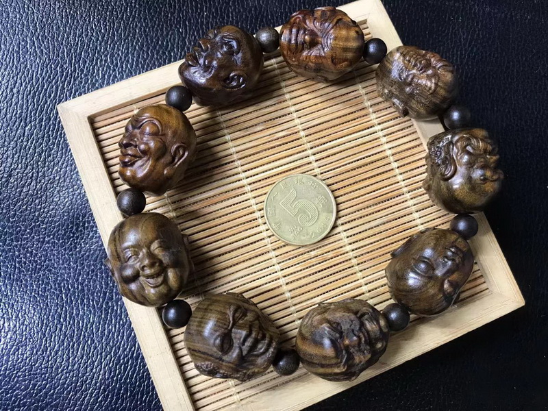 越南芽庄正区黄奇楠十八罗汉沉香手串(约20*22mm)附证
