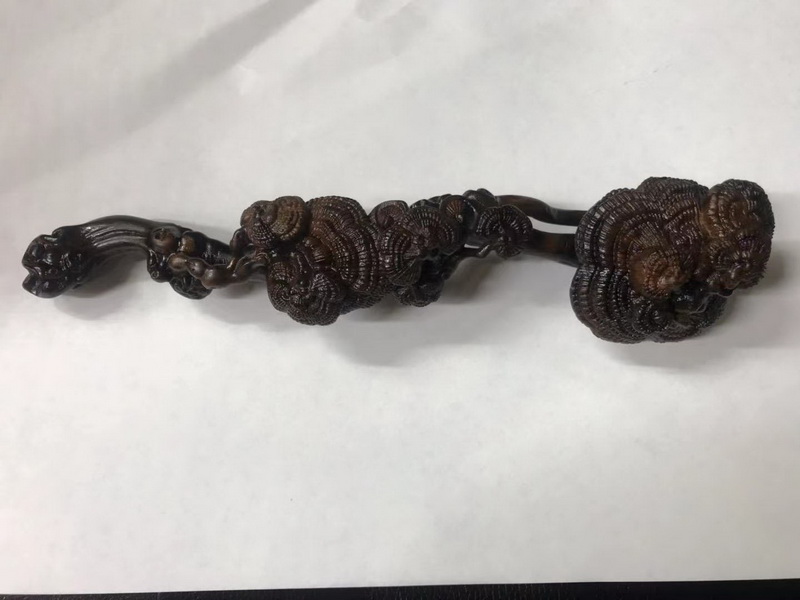 越南芽庄黄奇楠如意灵芝摆件(200*45*40mm)附证