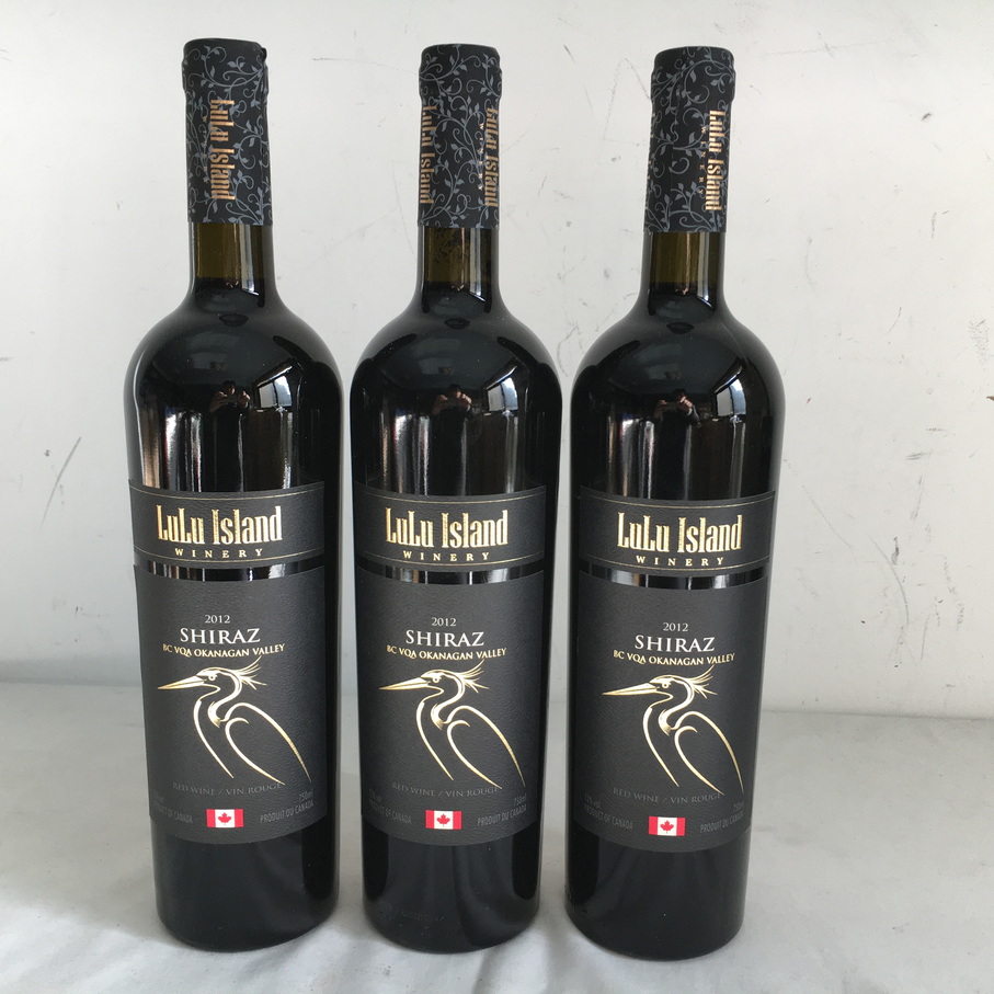 3瓶 加拿大 鹭岛酒庄lulu island shiraz 红葡萄酒 750ml/瓶 12% 2012